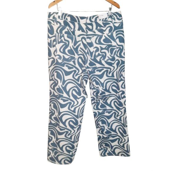Rue 21 Womens Blue and White Swirl Wide Leg Groovy Skate Jeans Size 2X 18-20 NWT - Picture 2 of 7